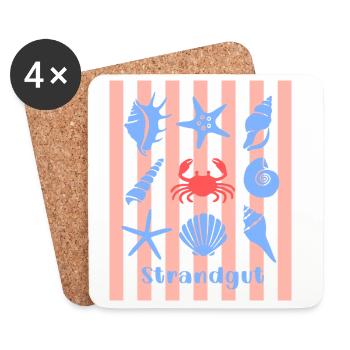 Strandgut Muscheln Seesterne und Krebs - Untersetzer (4er-Set) - Weiß - Vorne