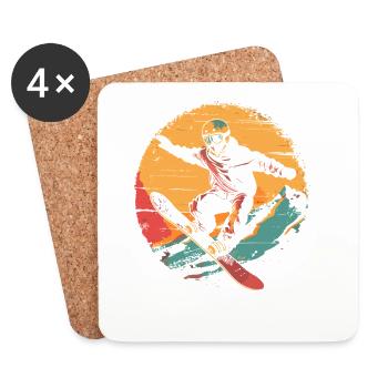 Snowboarder 80s Look - Coasters (set of 4) - white - Front