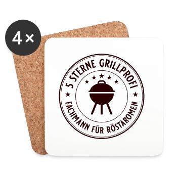 5 Sterne Grillprofi Fachmann für Röstaromen - Untersetzer (4er-Set) - Weiß - Vorne