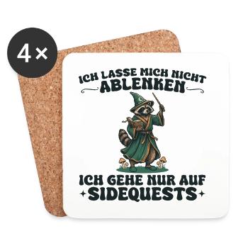 Waschbär Zauberer – Ich gehe auf Sidequests - Untersetzer (4er-Set) - Weiß - Vorne