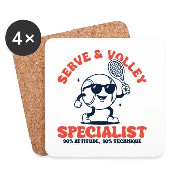 Tennis Retro Tennisball Serve & Volley Specialist - Untersetzer (4er-Set) - Weiß - Vorne