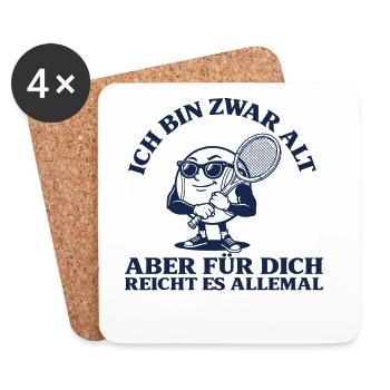 Tennis Bin zwar alt Lustiger Retro Tennisspieler - Untersetzer (4er-Set) - Weiß - Vorne
