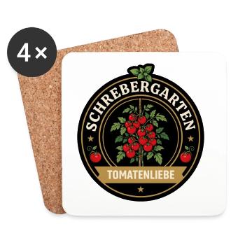 Tomatenliebe Logo aus Schirebergarten - Untersetzer (4er-Set) - Weiß - Vorne