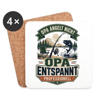 Opa entspannt professionell – Anglerhumor - Untersetzer (4er-Set) - Weiß - Vorne