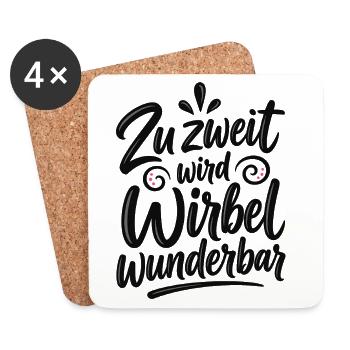 Zu zweit wird Wirbel wunderbar – Freundschaft - Untersetzer (4er-Set) - Weiß - Vorne