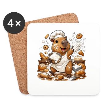 Magie de la pâtisserie de capybara en cuisine - Dessous de verre (lot de 4) - blanc - Devant
