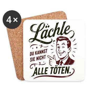Lächle Spruch Porträt Retro - Untersetzer (4er-Set) - Weiß - Vorne