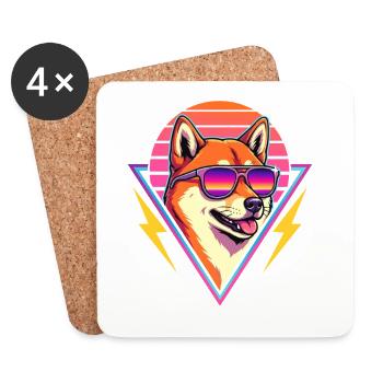 80er Shiba Inu Retro Kawaii Doge - Untersetzer (4er-Set) - Weiß - Vorne