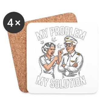 Private Pilot My Problem My Pictogram Dad Mom - Coasters (set of 4) - white - Front