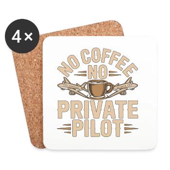 Pilote privé Pas de café Pas d’aviation Amoureux du café - Dessous de verre (lot de 4) - blanc - Devant