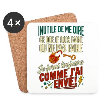 Je ferai comme j'ai envie citation drôle vintage - Dessous de verre (lot de 4) - blanc - Devant