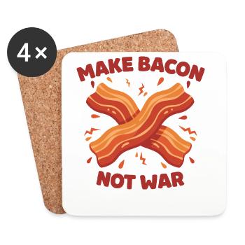 Breakfast Funny Make Bacon Not War Brunch Food - Coasters (set of 4) - white - Front