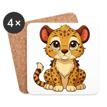 Bébé guépard mignon - Dessous de verre (lot de 4) - blanc - Devant