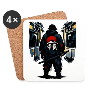 Ninja urbain avec Soleil Rouge - Dessous de verre (lot de 4) - blanc - Devant