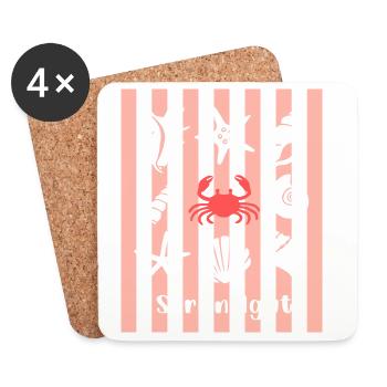 Strandgut Muscheln Seesterne und Krebs - Untersetzer (4er-Set) - Weiß - Vorne