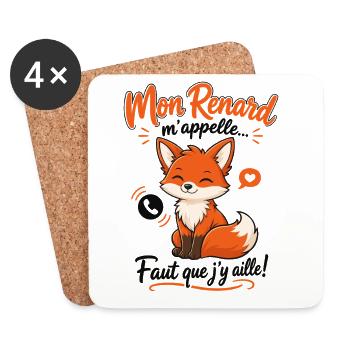 Mein Fuchs Ruft Mich An, Ich Muss Gehen. Zitat - Untersetzer (4er-Set) - Weiß - Vorne