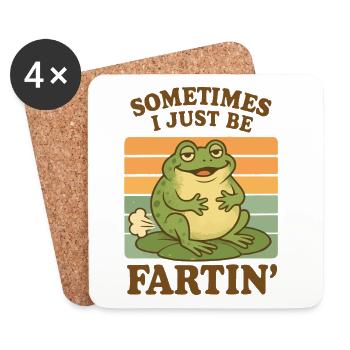 Motif drôle de pet de grenouille - Dessous de verre (lot de 4) - blanc - Devant