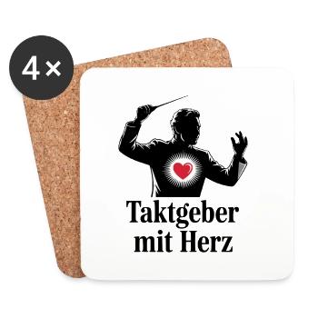 Taktgeber mit Herz für Chorleiter und Dirigent - Untersetzer (4er-Set) - Weiß - Vorne