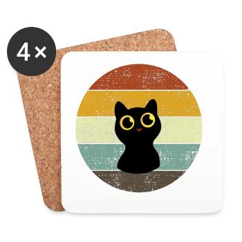 Chat mignon Retro Sunset Style Vintage - Dessous de verre (lot de 4) - blanc - Devant