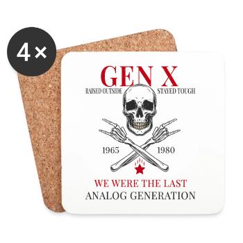 Gen X – Élevé à l’extérieur est resté dur - Dessous de verre (lot de 4) - blanc - Devant