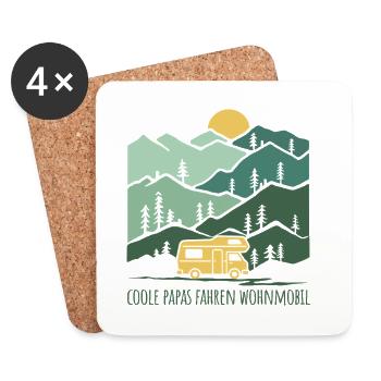 Coole Papas fahren Wohnmobil - Untersetzer (4er-Set) - Weiß - Vorne