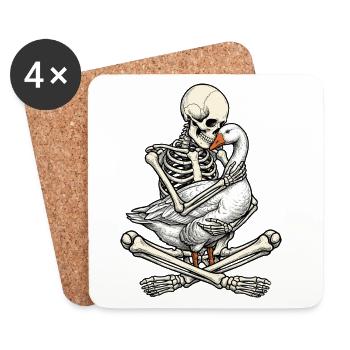 Squelette, Oie, Halloween - Dessous de verre (lot de 4) - blanc - Devant