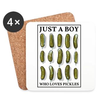 JUSTE UN GARÇON QUI ADORE LES CORNICHONS - avec cadre - Dessous de verre (lot de 4) - blanc - Devant