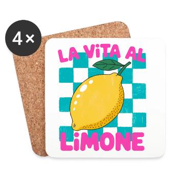 La Vita al Limone – Zitrus Retro Motiv - Untersetzer (4er-Set) - Weiß - Vorne