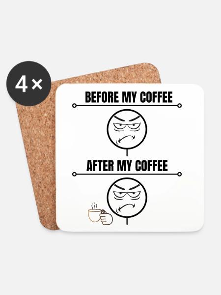 Grummeliger Kaffee-Witz - Untersetzer (4er-Set) - Weiß