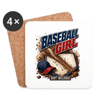 Une fille de baseball de rentrée scolaire Dirt inclue un enfant - Dessous de verre (lot de 4) - blanc - Devant