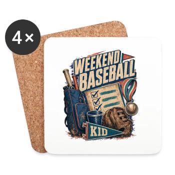 Fille de baseball prête pour le week-end de tournoi - Dessous de verre (lot de 4) - blanc - Devant