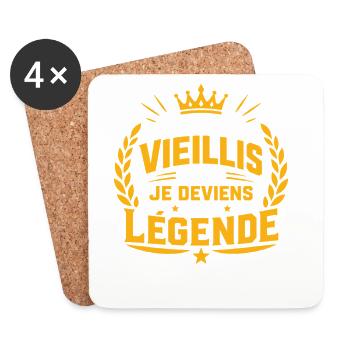 Je ne vieillis pas, je deviens une légende - Dessous de verre (lot de 4) - blanc - Devant
