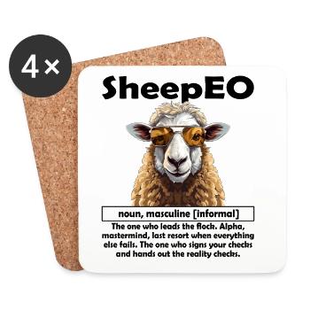 SheepEO Chef | Chef d’équipe | Entraîneur | PDG | Schäff - Dessous de verre (lot de 4) - blanc - Devant