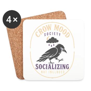 Corbeau Corbeau Drôle - Dessous de verre (lot de 4) - blanc - Devant