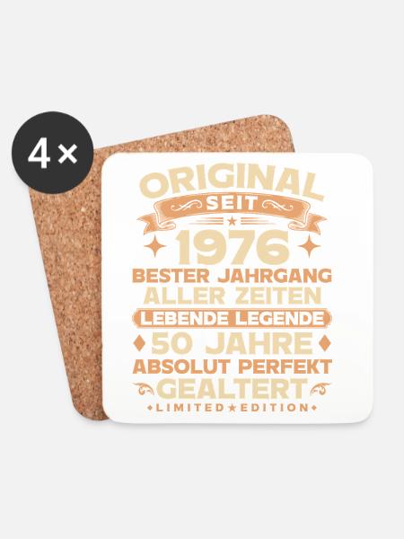 Original 1976 Jahrgang Legende 50. Geburtstag - Untersetzer (4er-Set) - Weiß