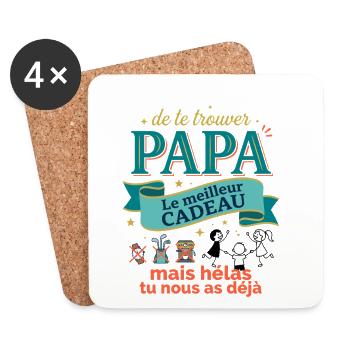 Meilleur Cadeau Papa Humour Enfants - Dessous de verre (lot de 4) - blanc - Devant