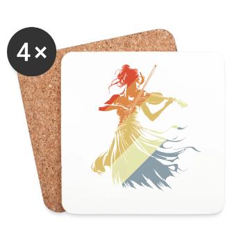 Violinist Vintage Look - Coasters (set of 4) - white - Front