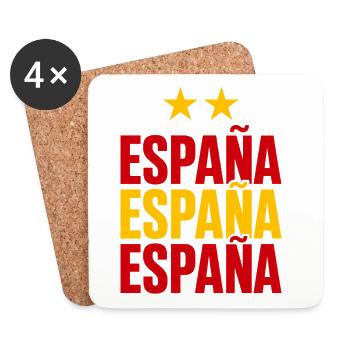 Spanien Schriftzug in Nationalfarben - Untersetzer (4er-Set) - Weiß - Vorne