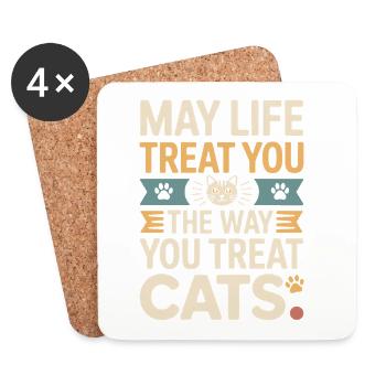 Chat peut te gâter Chats Maman de chat Chats - Dessous de verre (lot de 4) - blanc - Devant