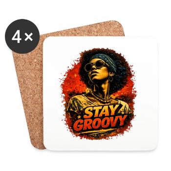 Stay Groovy – Style Soul Rétro - Dessous de verre (lot de 4) - blanc - Devant