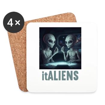 Lustiges Italienisches Alien Italien - Untersetzer (4er-Set) - Weiß - Vorne