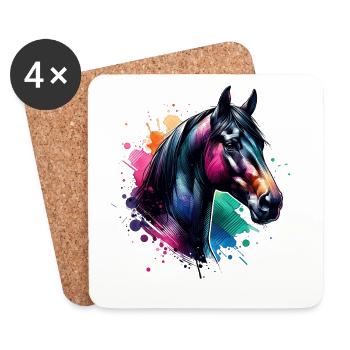 Trakehner Motiv Pferd - Untersetzer (4er-Set) - Weiß - Vorne