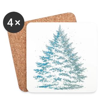 Sapin Enneiger En Hiver Arbre Hivernal  - Dessous de verre (lot de 4) - blanc - Devant