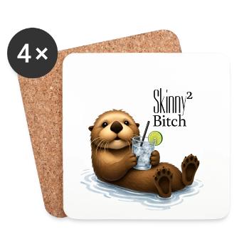 SKINNY BITCH² OTTER - Cocktail & Subtle Text - Coasters (set of 4) - white - Front