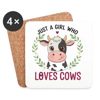 La fille adore les vaches : une jolie vache en couronne - Dessous de verre (lot de 4) - blanc - Devant
