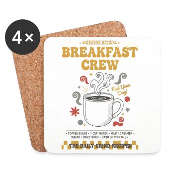 Breakfast Crew Coffee Brunch Pancake Bacon Food - Coasters (set of 4) - white - Front