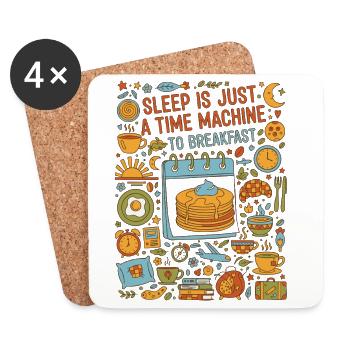 Breakfast Sleep Is Just A Time Machine - Coasters (set of 4) - white - Front