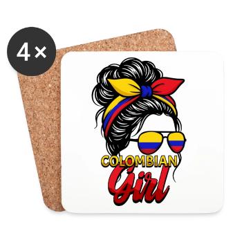 Fille Drapeau colombien Colombie - Dessous de verre (lot de 4) - blanc - Devant