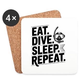 Eat. Dive. Sleep. Repeat. - Coasters (set of 4) - white - Front