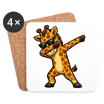 Girafe en train de tapoter - Dessous de verre (lot de 4) - blanc - Devant